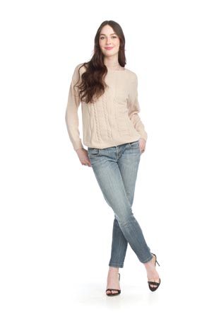 ST-15266 - Chenille Cable Knit Sweater - Colors: Cream, Pink - Available Sizes:XS-XXL - Catalog Page:4 